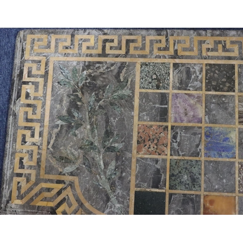 951 - A 19th century Grand Tour Specimen Marble and Pietra Dura breakfront top (no base) with inset square... 