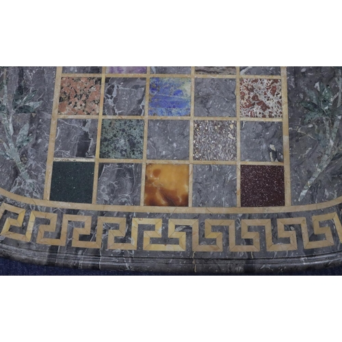 951 - A 19th century Grand Tour Specimen Marble and Pietra Dura breakfront top (no base) with inset square... 