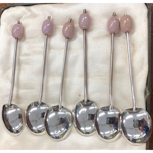 8335 - A set of 6 coffee bean spoons, 1oz gross, cased.