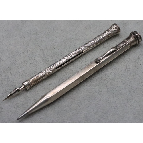 360 - A sterling silver propelling pencil/fountain pen and another propelling pencil (2)