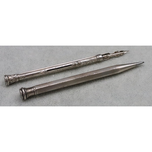 360 - A sterling silver propelling pencil/fountain pen and another propelling pencil (2)