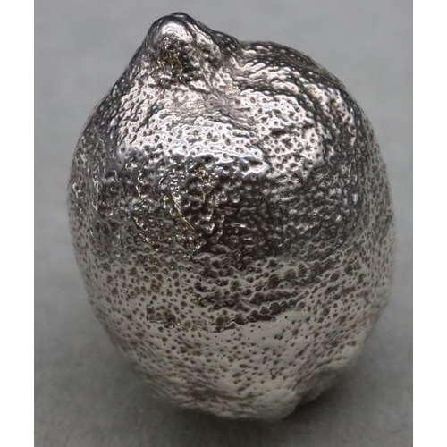 367 - A Birmingham silver filled model of a lemon, 8cm long, overall weight 6.5oz gross