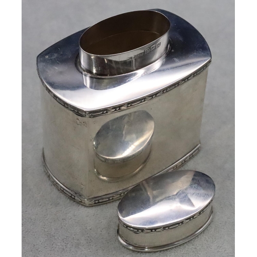 375 - A Birmingham silver rectangular tea caddy with cover, maker's mark H&A, 8.5cm high, 4.2oz