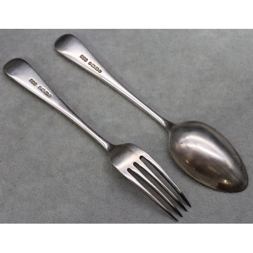 396 - A Victorian silver christening set comprising of fork and spoon in fitted leather case, maker Elking... 