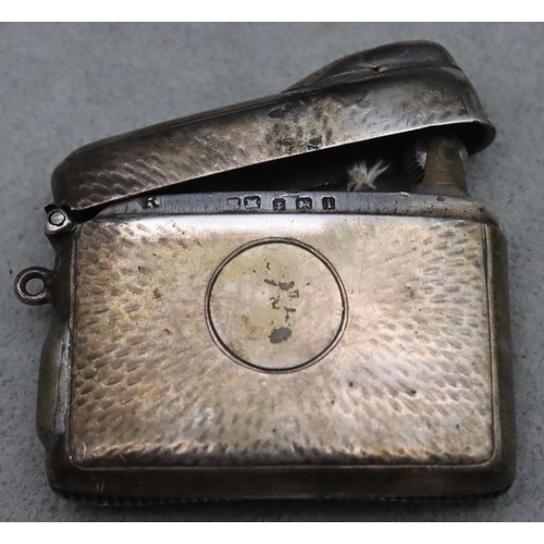 412 - A Birmingham silver vesta case converted to lighter with hinged lid