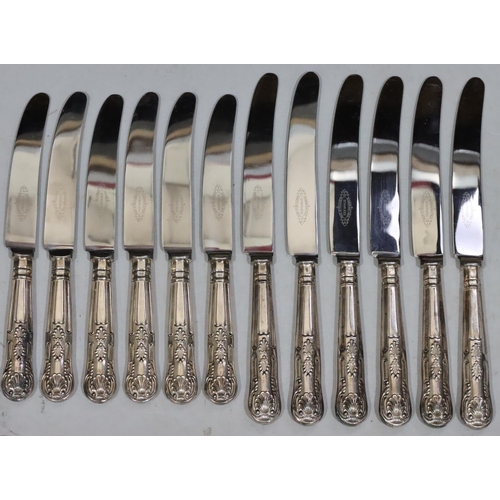 420 - A set of 6 silver plated King's pattern dinner knives and 6 matching smaller knives (12)