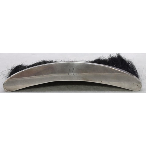 421 - An Edinburgh silver mounted curved crumb brush, maker Brook & Son, 21.5cm long