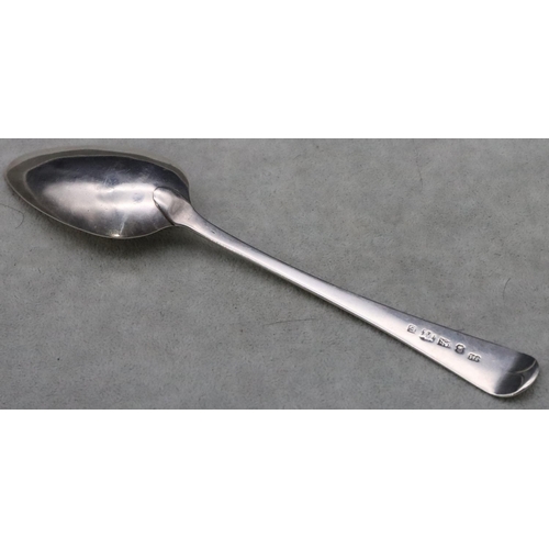 422 - A Georgian silver tablespoon, Exeter 1801, maker's mark JH, 1.6oz