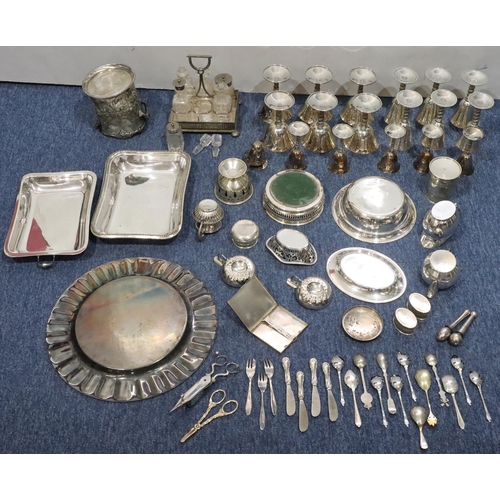 430 - A quantity of various silver plated goblets, a silver plated entrée dish, a silver plated circular t... 