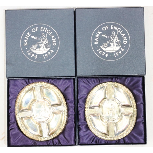 436 - 2 modern London silver Bank of England dishes (both boxed), 3.9oz (2)