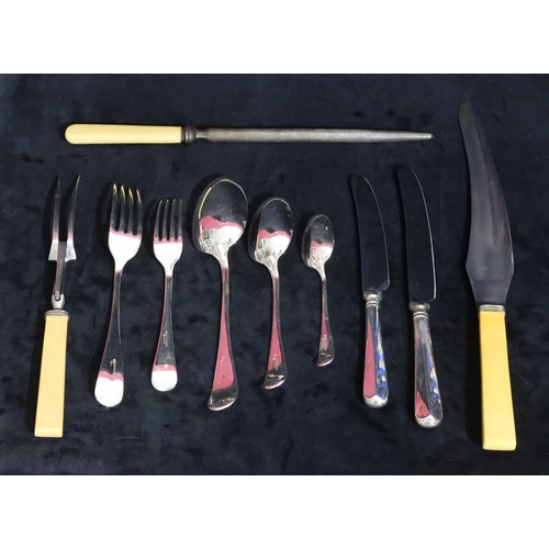 439 - A silver plated Arthur Price 6-place setting flatware service in fitted oak canteen (1 teaspoon miss... 