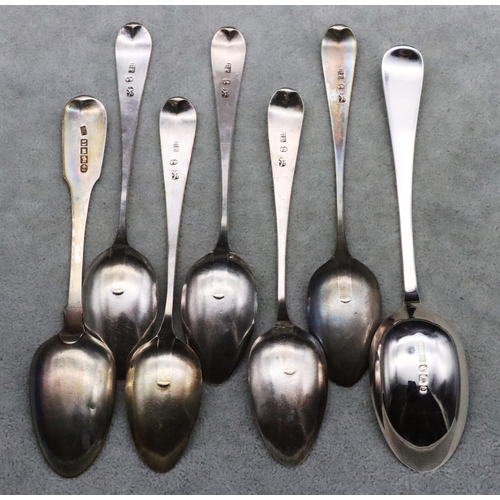 455 - 5 various Georgian silver teaspoons and 2 further teaspoons, 3.4oz (7)