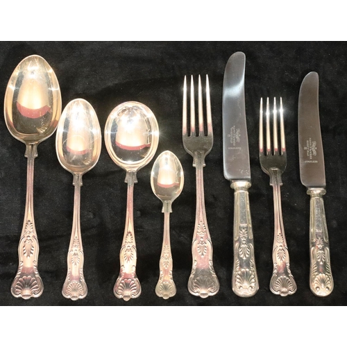 483 - A Mappin & Webb silver plated King's pattern 6-place setting flatware service in fitted oak canteen ... 