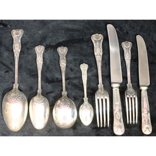 483 - A Mappin & Webb silver plated King's pattern 6-place setting flatware service in fitted oak canteen ... 