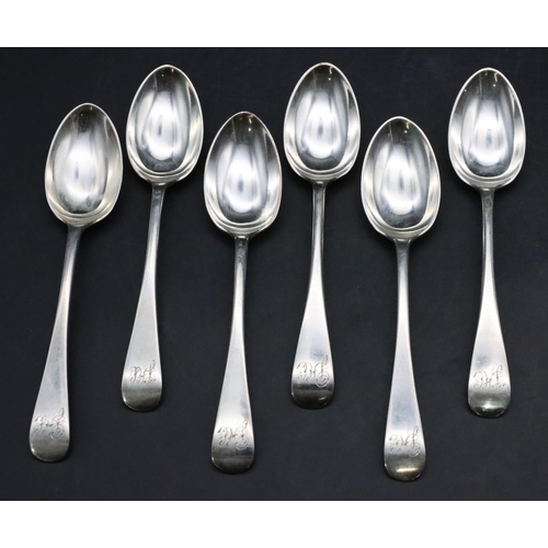 509 - A set of 6 Sheffield silver teaspoons, maker's mark JR, 5.4oz