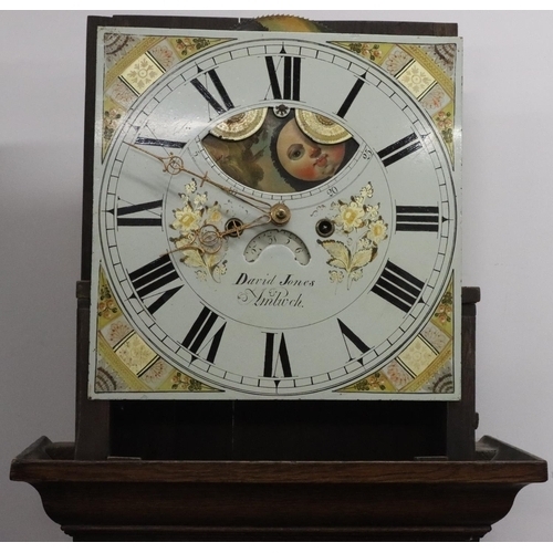 920 - David Jones, Amlwch, 19th Century oak 8-day striking longcase clock with square painted moon-faced d... 