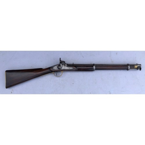 764 - An 1856 Indian Pattern Enfield Artillery Percussion Carbine, stamped with tower and dated 1857, with... 