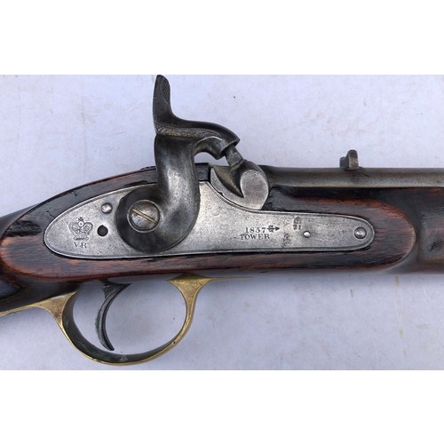 764 - An 1856 Indian Pattern Enfield Artillery Percussion Carbine, stamped with tower and dated 1857, with... 