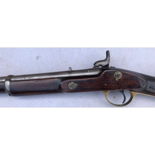 764 - An 1856 Indian Pattern Enfield Artillery Percussion Carbine, stamped with tower and dated 1857, with... 