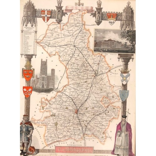 8322 - A set of 4 coloured maps of Norfolk, Suffolk, Cambridgeshire and Oxfordshire, all labelled to back T... 