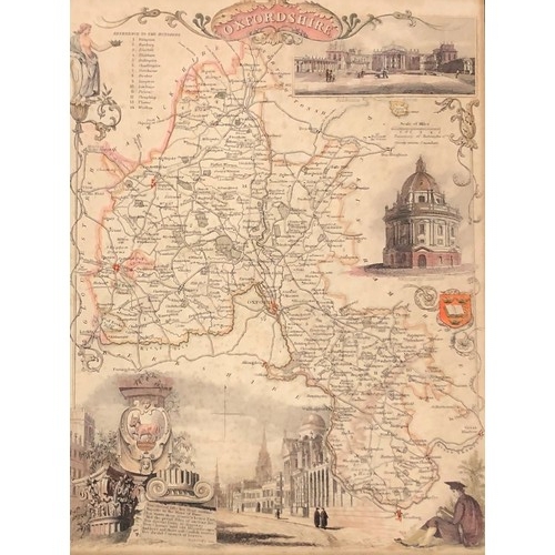 8322 - A set of 4 coloured maps of Norfolk, Suffolk, Cambridgeshire and Oxfordshire, all labelled to back T... 