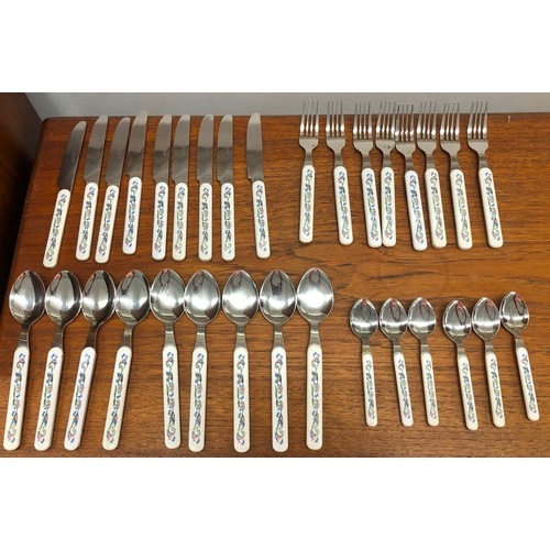 8327 - A Portmeirion 18/8 Japan flatware service in Forget Me Not pattern, 9 knives, 8 forks, 9 tablespoons... 