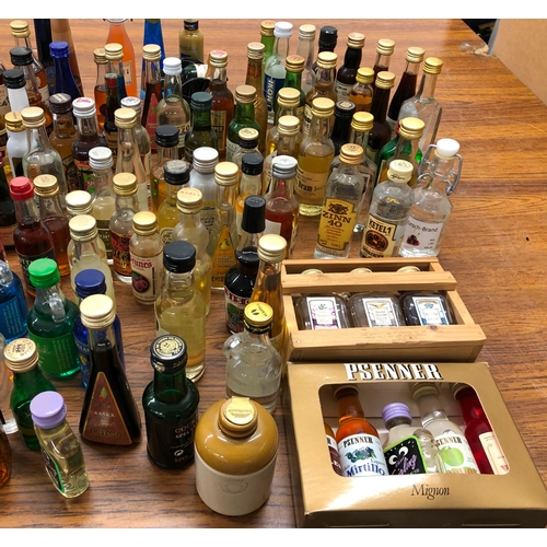 9002 - A large quantity of miniature bottles of alcohol, including, Whisky, Port, Vodka, Rum etc, mostly un... 