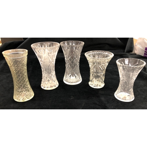 9020 - 5 various cut glass vases, tallest, 21cm high. (5)