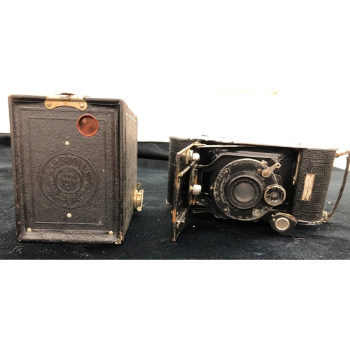 9046 - A Contessa-Nettel folding camera and a Kodak No. 2 Brownie camera.