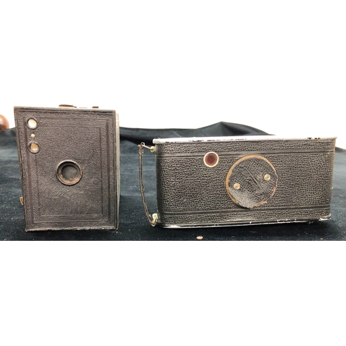 9046 - A Contessa-Nettel folding camera and a Kodak No. 2 Brownie camera.