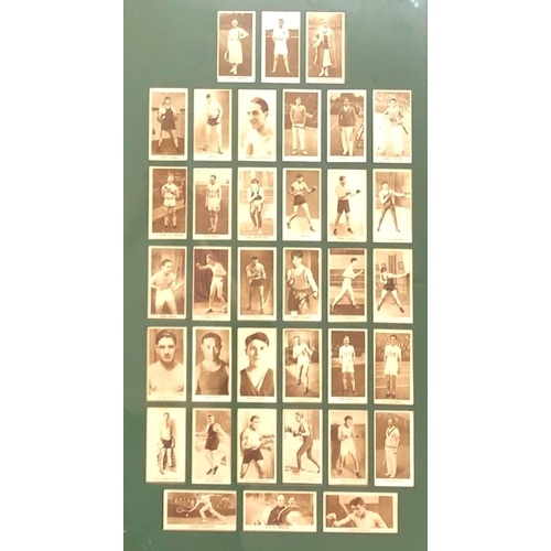 9051 - 3 Lots of sporting themed cigarette cards, all framed, Sporting Champions, Jack Dempsey, Gene Tunney... 