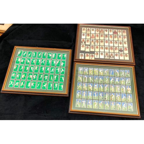 9052 - 3 Lots pf Sporting cigarette cards, all framed, cricketers, SF Jackson, WG Grace, Cricketers 1930, D... 