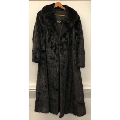 9062 - A good quality dark brown full length mink coat with Hanky Zurich label, 120cm long, sleeve 55cm lon... 