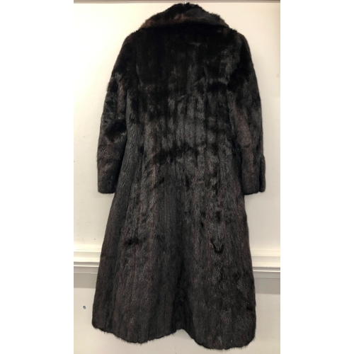 9062 - A good quality dark brown full length mink coat with Hanky Zurich label, 120cm long, sleeve 55cm lon... 