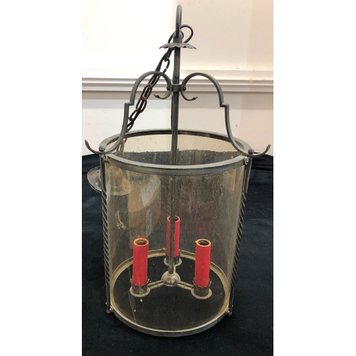 9081 - A modern 3-light lantern light, 52cm high excluding chain.