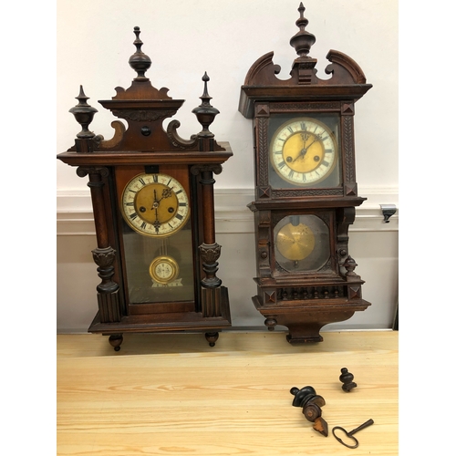 9082 - 2 8-day striking wall clocks (both cases in need of restoration).