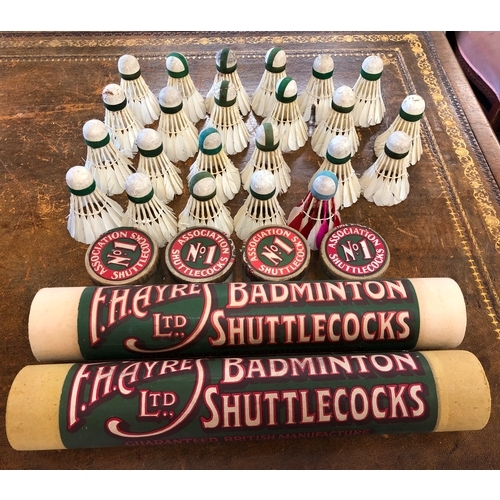 9034 - 2 original tubes of F.H. Ayres Association Badminton Shuttlecocks  containing 26 feather shuttlecock... 