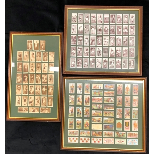 9051 - 3 Lots of sporting themed cigarette cards, all framed, Sporting Champions, Jack Dempsey, Gene Tunney... 