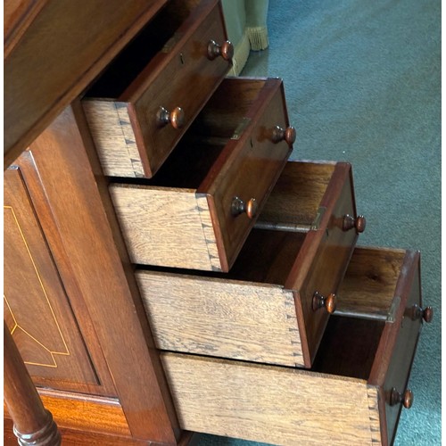 9224 - A reproduction mahogany Davenport with 4 functional drawers on right side with 2 handles and 4 false... 