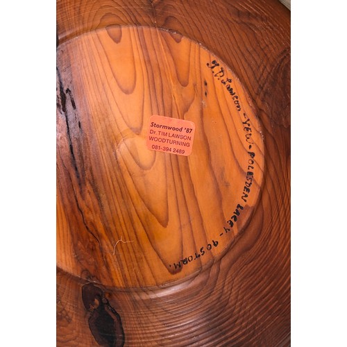 9137 - A Treen Tim Lawson yew fruit bowl, 34cm diameter, The Queen's Book of the Red Cross, a military smal... 