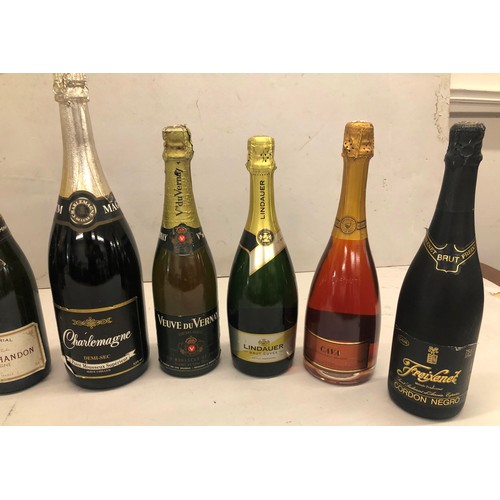 9165 - A Moet & Chandon bottle of champagne and 9 various champagne and Cava bottles