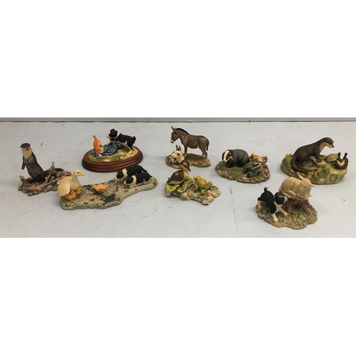 9174 - 8 Border Fine Arts figures of animals, largest 22cm wide