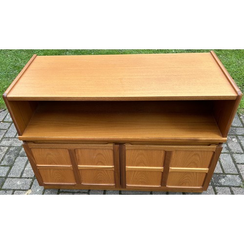 9266 - Nathan teak low cupboard with 2 panel doors, 102.5cm wide, 45cm deep, 75.5cm high. This item is held... 