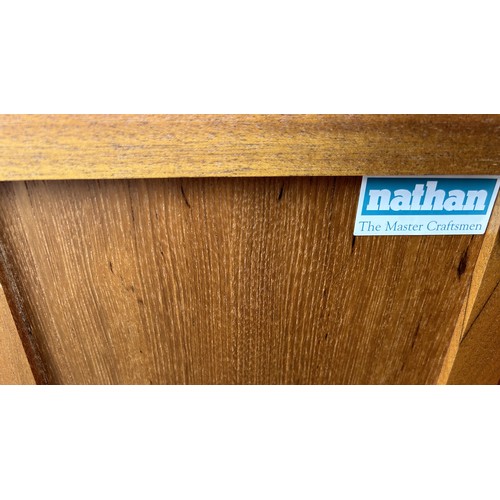 9266 - Nathan teak low cupboard with 2 panel doors, 102.5cm wide, 45cm deep, 75.5cm high. This item is held... 