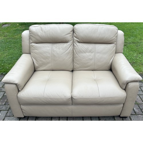 9268 - A good quality modern Italian beige leather 2-seater settee, approx 146cm wide 97cm deep and 90cm hi... 