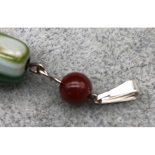 9263 - A silver and banded agate coloured drop pendant, 6.5cm high overall