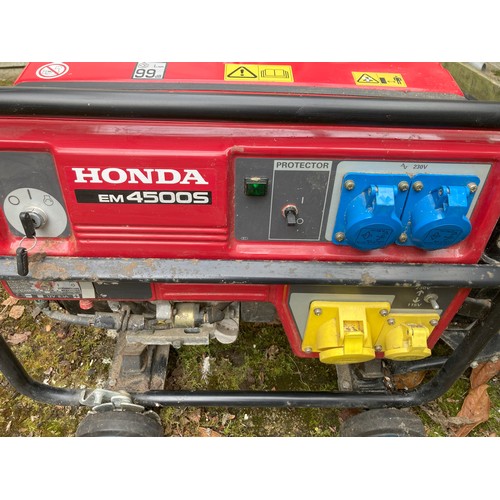 9124 - A Honda EM4500SX 4Kw Back-Up Generator with manual (has worked but not tested recently), 82 x 54 x 5... 