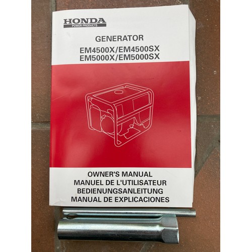 9124 - A Honda EM4500SX 4Kw Back-Up Generator with manual (has worked but not tested recently), 82 x 54 x 5... 