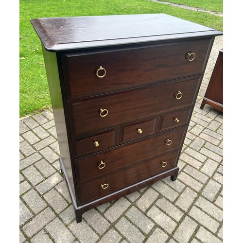 9279 - A Stag Minstrel tall chest of drawers on bracket feet, 3 short drawers, 4 long drawers, 112.5cm high... 