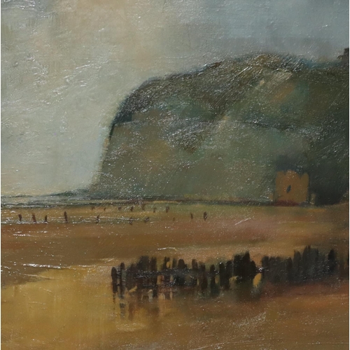 118 - John Real oil on board, 39.5cm x 49.5cm, Seascape at Low Tide 